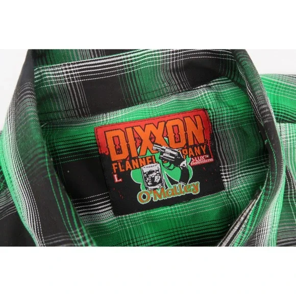 Dixxon Flannel O'Malley Irish Shirt Mens Large Green Plaid Short Sleeve St Paddy - Picture 3 of 11